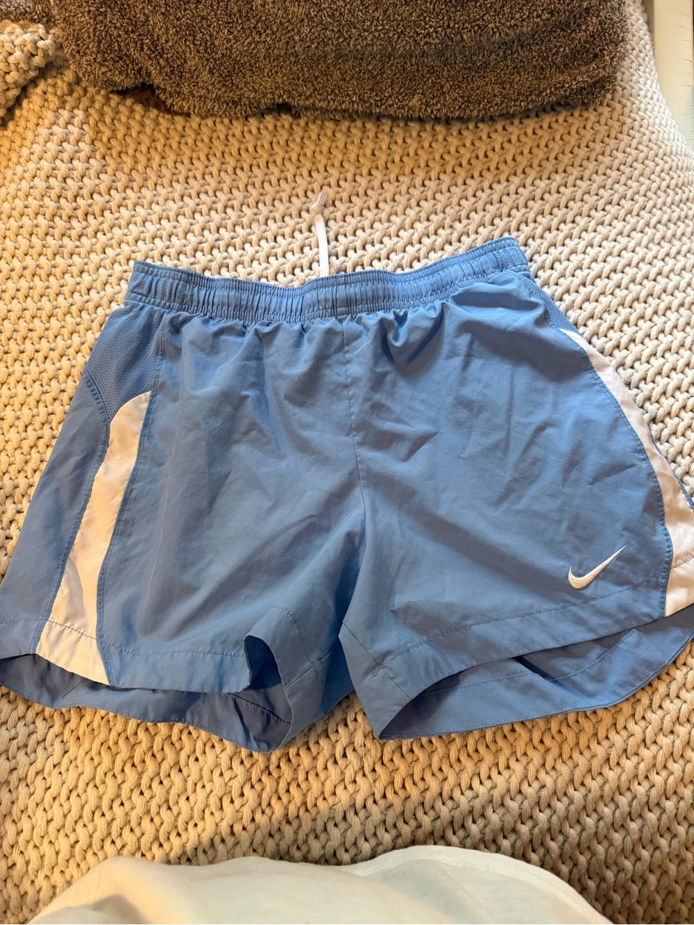 Nike Women's Light Blue Running Shorts with White Trim
